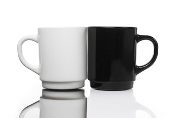 Black and White Coffee cup on White background