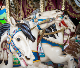 Colorful carousel horses