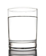 Water in Clear Glass on White background