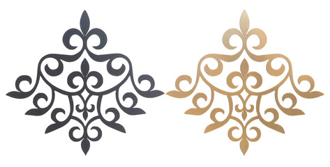 golden and black collection of carved decorative elements