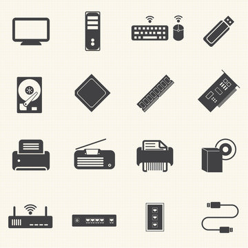 Computer infrastructure and  Computer Accessories Icons with tex