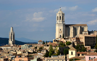 Fototapeta na wymiar Vista de la ciudad de Girona con la catedral