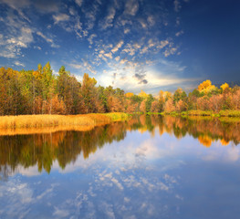 Obraz premium Autumn scene on lake