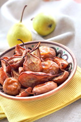 Baked pears on a folk style plate