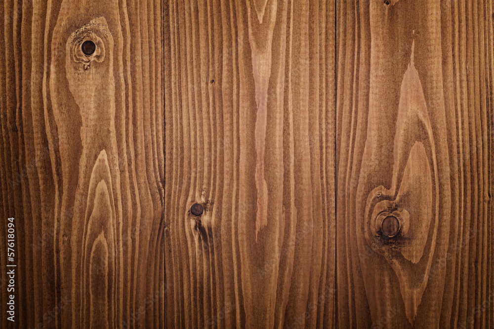 Wall mural brown texture of pine planks, high detailed background