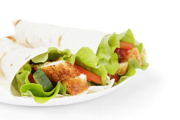 wheat tortilla with chicken and vegetables