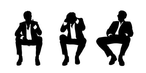 businessman seated in the armchair silhouettes set 2