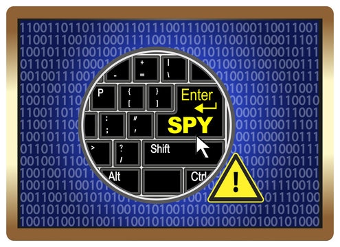 Caution Computer Spy, security concept