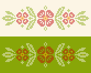 Cross-stitch embroidery in Ukrainian style