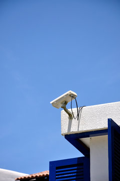 Security CCTV camera on the roof of resort.