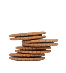 Round biscuits stack with with white background