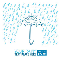 Vector illustration of umbrella and rain - 57623692
