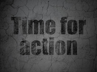 Timeline concept: Time for Action on grunge wall background