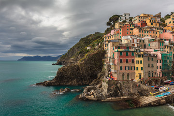 Fototapeta na wymiar Wieś Manarola, na wybrzeżu Cinque Terre we Włoszech