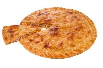 A fish pie with a golden egg washed crust