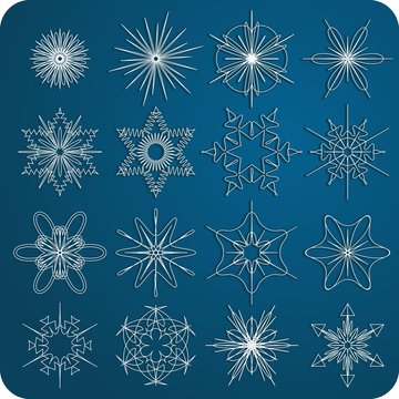 Set of stylised vector snowflakes
