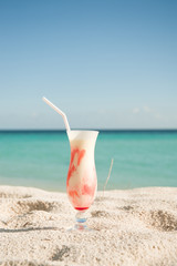 cocktail on sand with sea view