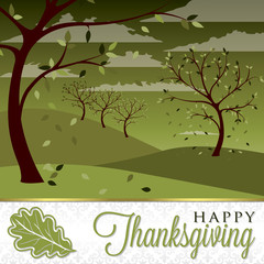 Field of trees Thanksgiving card in vector format.