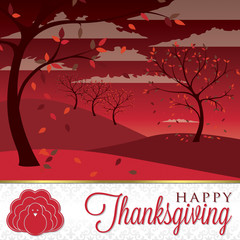Field of trees Thanksgiving card in vector format.