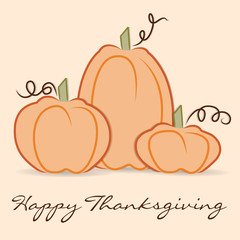 Hand drawn pumpkin Thanksgiving card in vector format.
