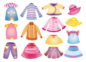 collection of children's clothing (vector illustration)