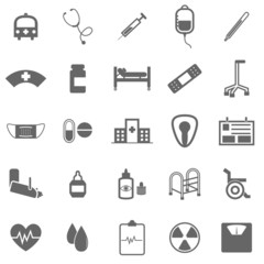 Hospital icons on white background