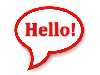 red chat box hello dialogue bubble