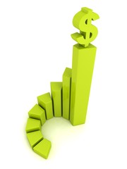 Obraz premium successful finance bar graph with dollar sign on the top