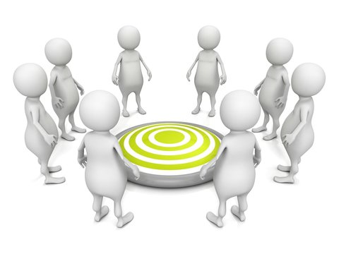3d people around concept business  target table