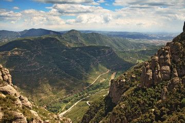 View from Montserrat mountain near Barcelona, Catalonia, Spain.