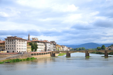 Obraz premium Piękny Most Alle Grazie na rzece Arno, Florencja, Włochy