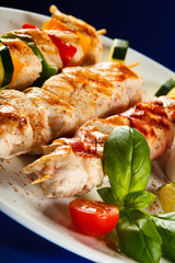 Grilled meat and vegetables