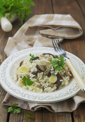 Risotto with mushrooms and leek