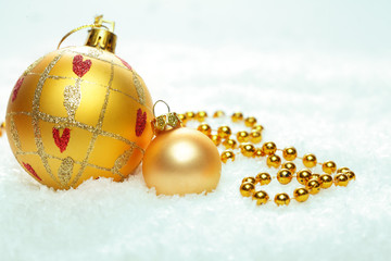 Christmas background wit golden Xmas balls