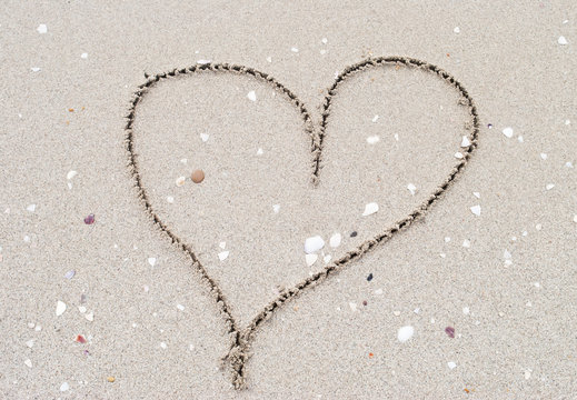 heart drawn into the sand