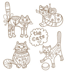 Greeting card with cats (coloring book)