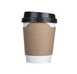 Paper cup of coffee Isolated white background