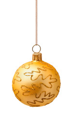 Perfect golden christmas ball isolated on white