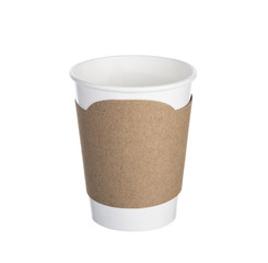 Paper cup of coffee Isolated white background