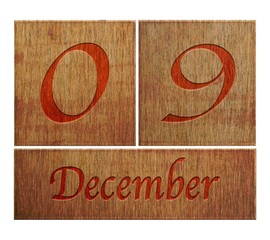 Wooden calendar December 9.