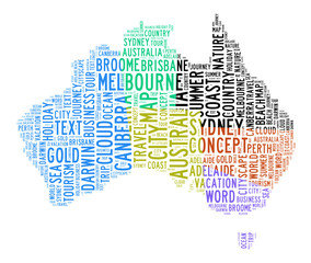 australia map text cloud