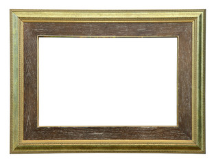 Golden old style photo frame clipping path.