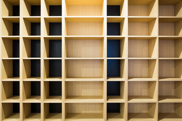 Wooden shelf with empty box