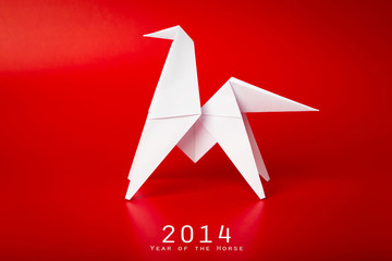 New year  2014 origami paper horse