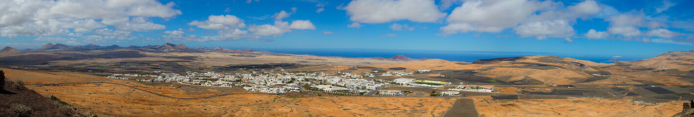 Fototapeta premium Panoramic view of a fishing village in Lanzarote, Canary Islands