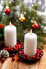 Christmas decorations with a candles