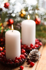 Christmas decorations with a candles