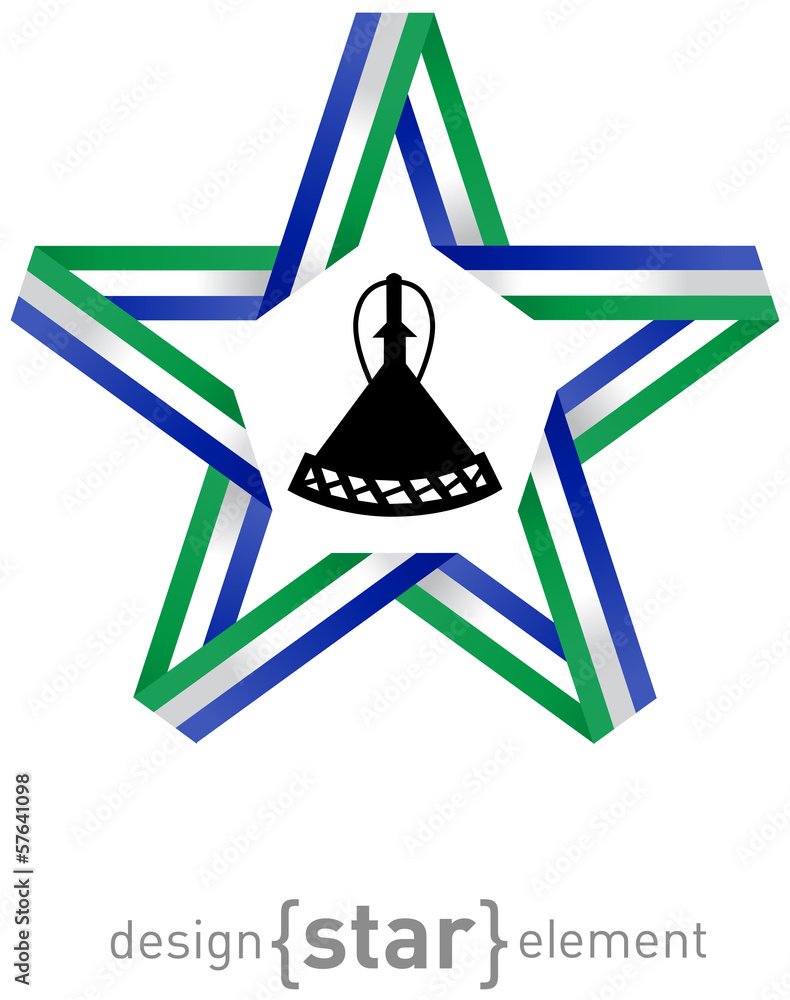 Poster star with flag of lesotho colors and symbols design element