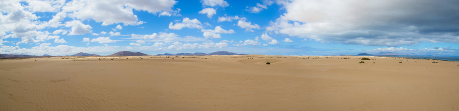 Desert landscape at Park of Corralejo, Fuerteventura, Canary isl