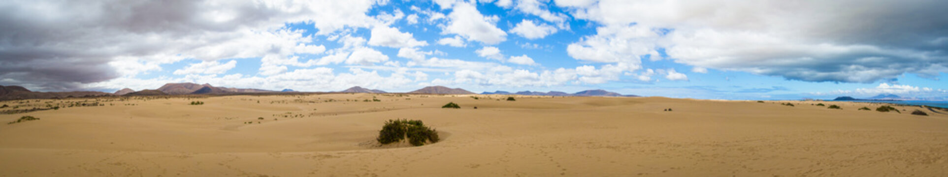 Desert landscape at Park of Corralejo, Fuerteventura, Canary isl